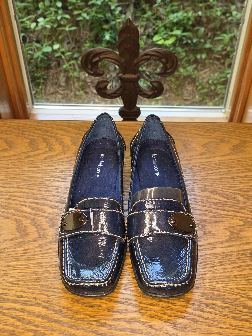 Liz Claiborne Apache Dark Navy Patent Loafers, Sz 9. Vintage New Old Stock